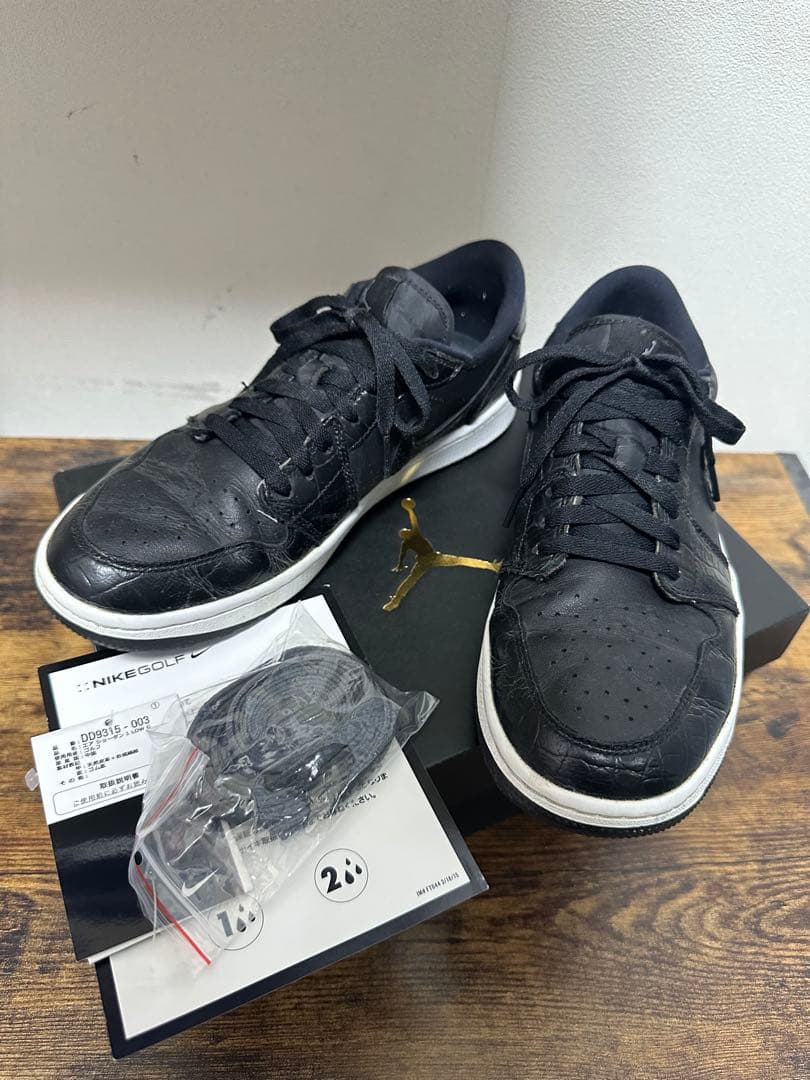 クサノNike エアジョーダン1 LOW ゴルフ オールブラッククロコ27