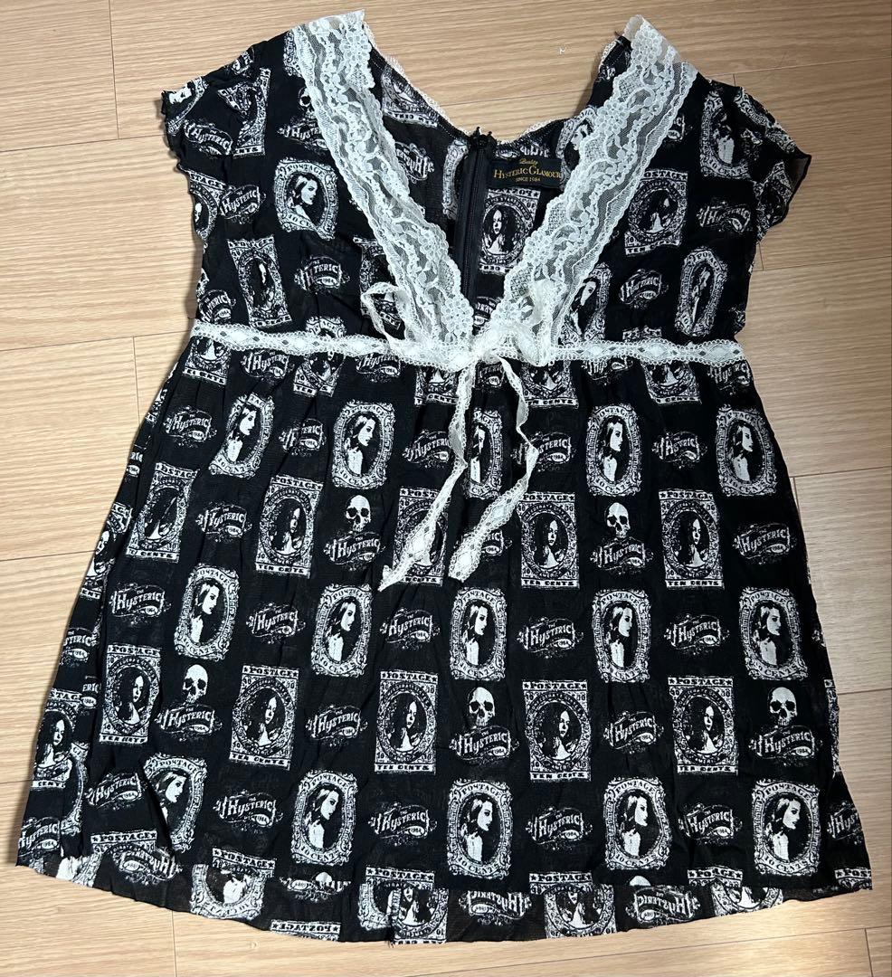 ヒステリックグラマー　ヒスガール　総柄　キャミソール　レース　肖像画