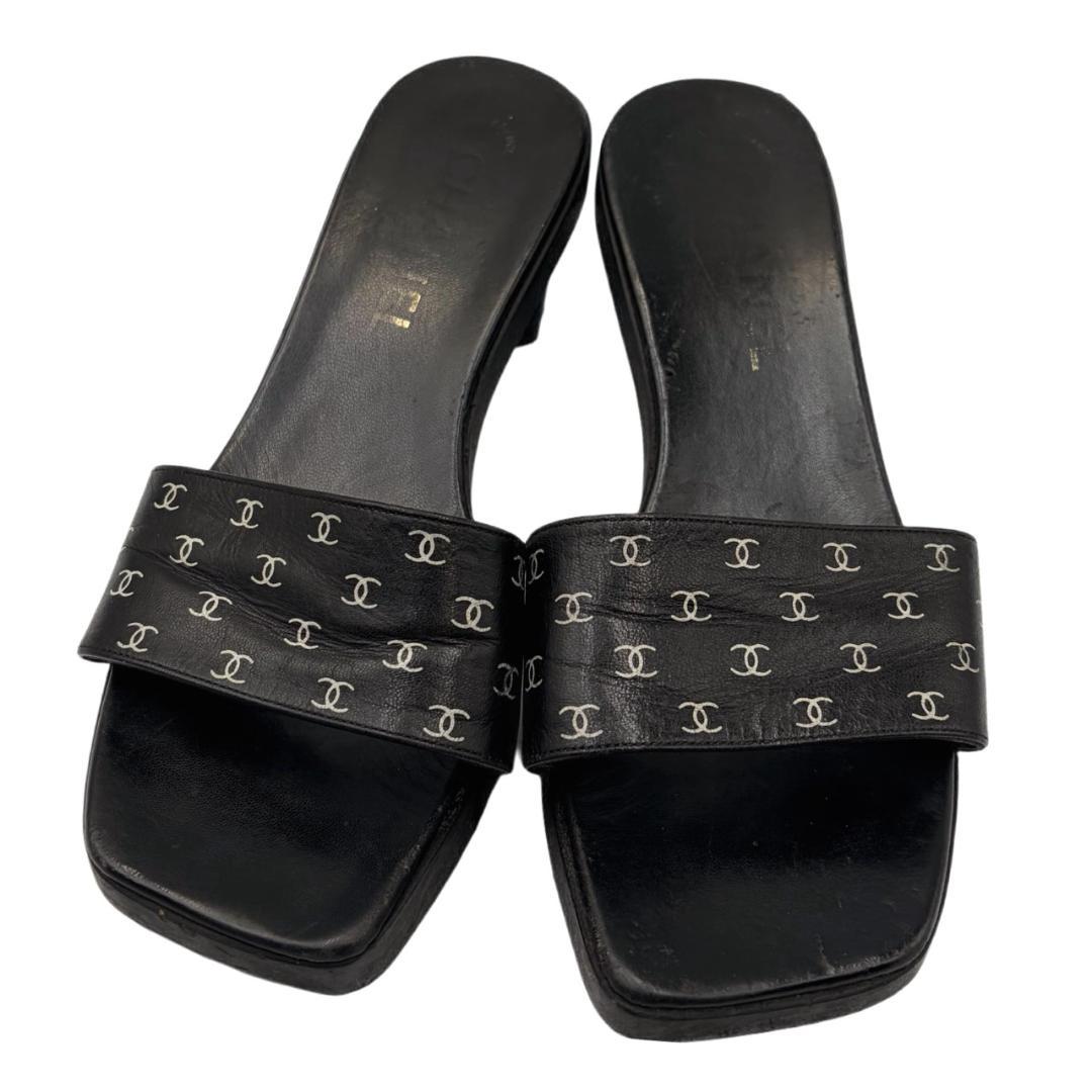 希少✤CHANEL／シャネル ウッド サンダル　23㎝ ココマーク 0201
