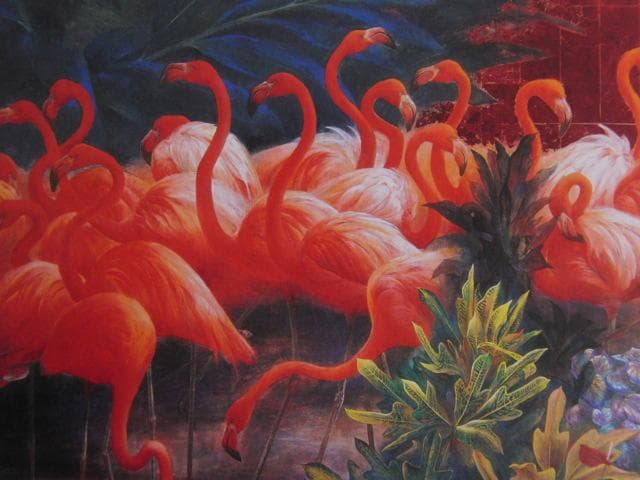 三枝淳、花鳥図、希少な額装用画集より、新品高級額装付、状態良好