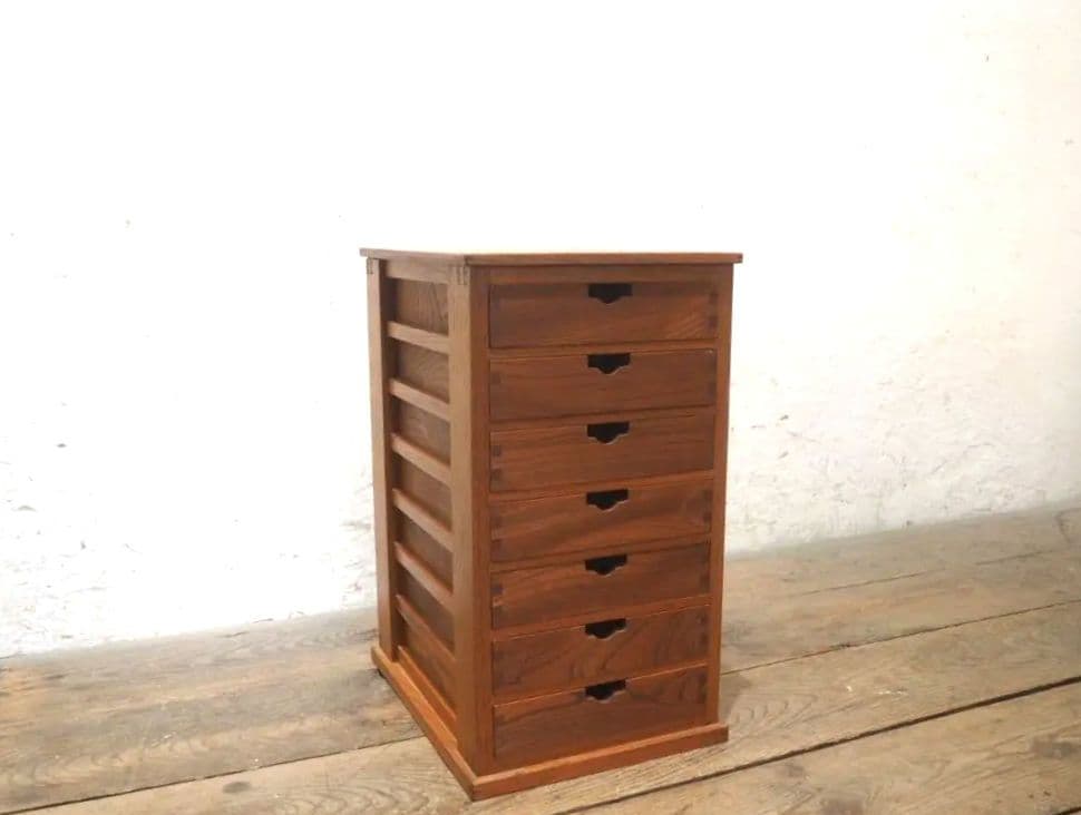 1246　②ケヤキの小引き出し　収納棚　書類ケース　展示台　ラック　インテリア