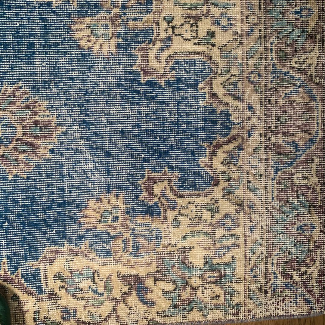 トルコヴィンテージラグ　ロングランナー　220×72.5 ネイビーブルー