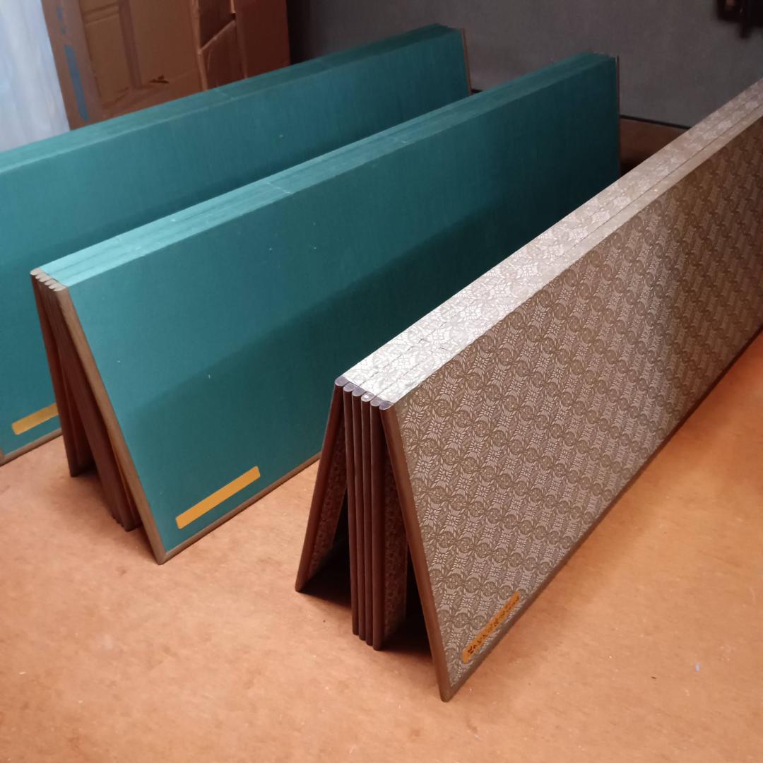 江戸時代風俗図　水墨画＆金屏風セット(175x60cm)X六曲X３枚