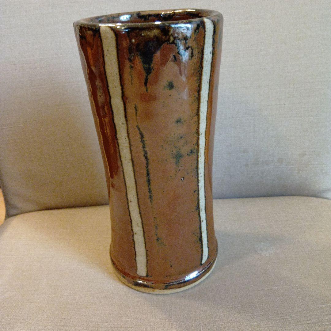 濱田晋作　花瓶　益子焼