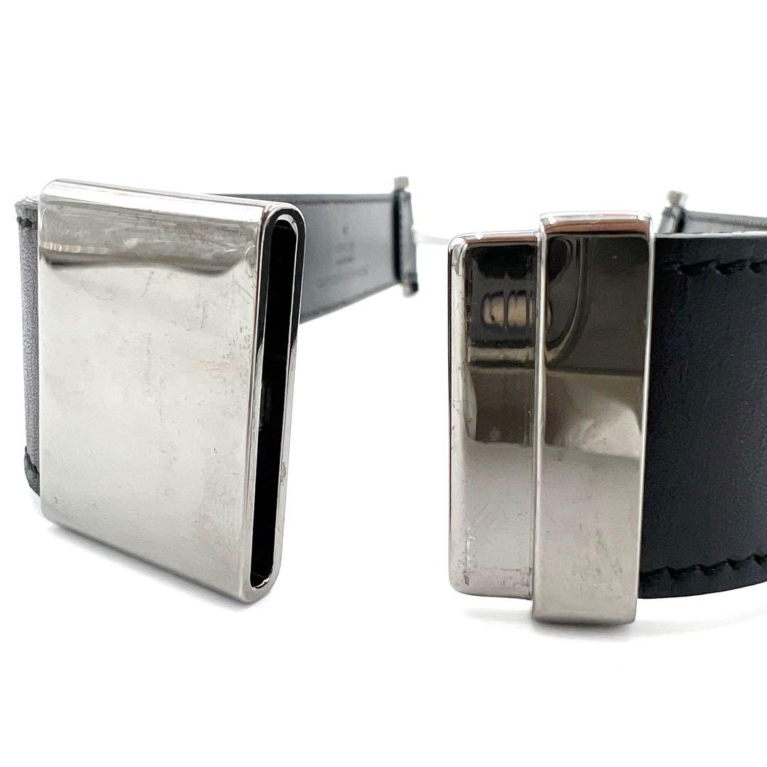 【美品】GUCCI　ベルト　ホースビット　シルバー金具　レザー　ロゴ　ブラック