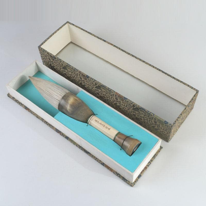 中国　書道具　獣骨製　大筆　ケース付　M　9231