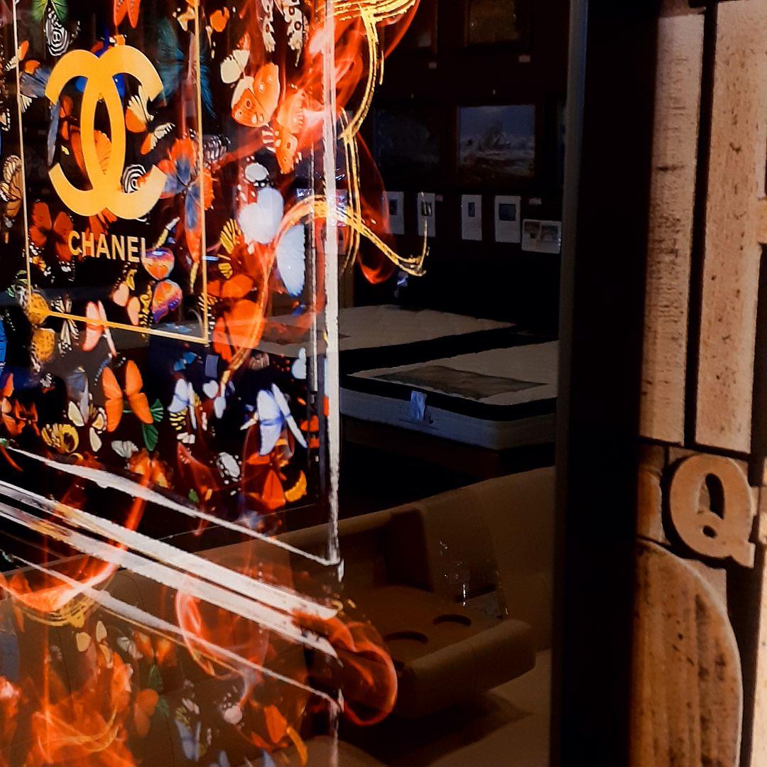 輸入雑貨　特殊強化ガラスアート　『CHANEL』　ミラーアート　60×120cm