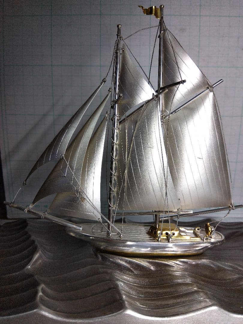 【定価33万円】刻印 Silver 985 関武比古 銀製ヨット２本マスト 5号