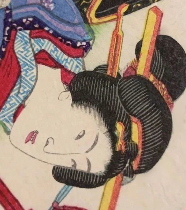 浮世絵版画、よし原十二月の内花見月落合芳幾画、明治2年（1869)出版