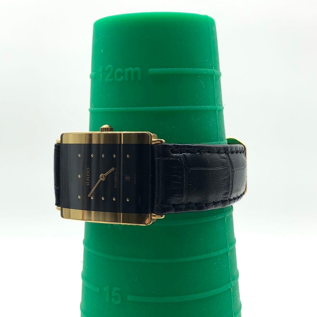 ✨美品・稼働✨ラドー フローレンス 腕時計 スクエア デイト 黒文字盤