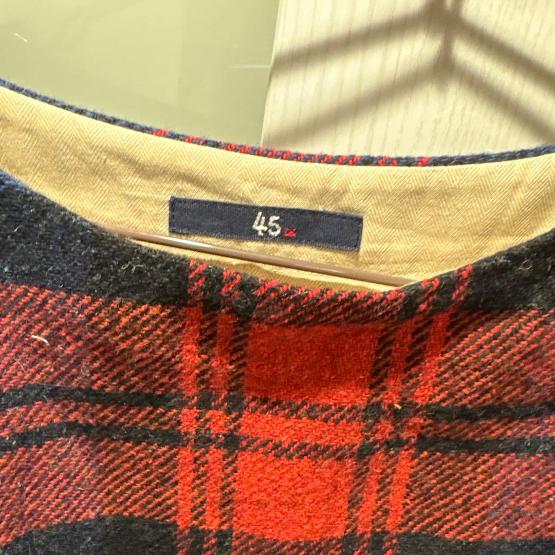 チェック柄長袖トップス 45r ウール