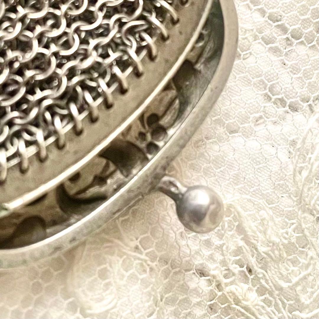 純銀製天使付きシルバーヤドリギモチーフパース仕切りありフランスアンティーク