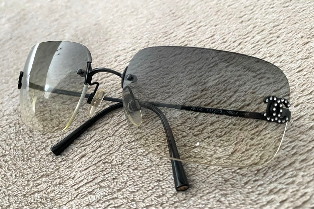 CHANEL シャネル リムレスサングラス ココマーク ラインストーン