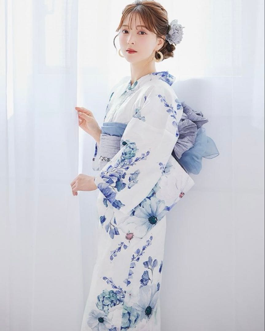 sugar 浴衣　瑠璃色ビオラブーケ