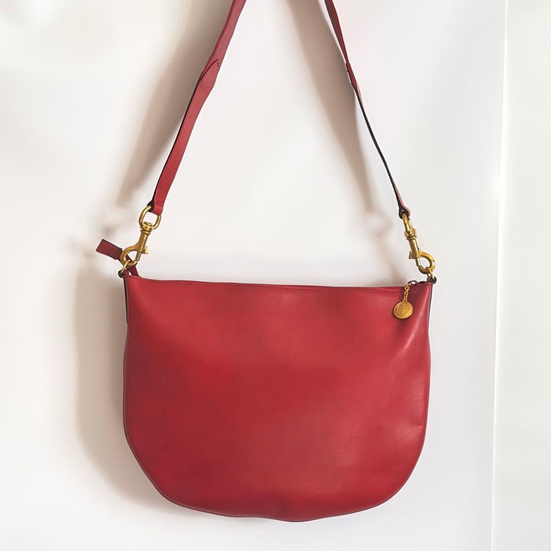 オールドグッチ バッグ 鞄 レザー クロスボディ 斜めがけ レッド 赤