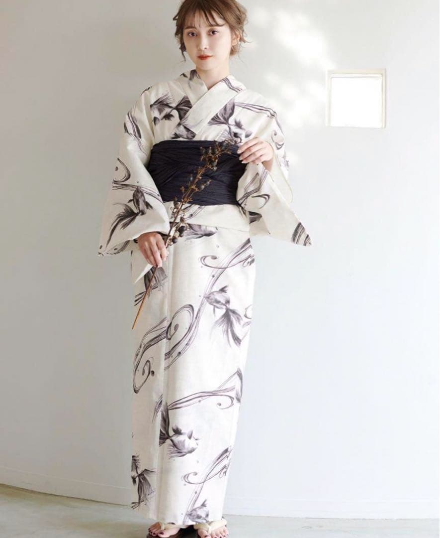 クリーニング済み Dita 京の水墨画 浴衣5点セット