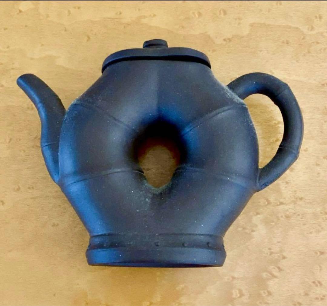 中国茶器 宜興茶壷 宜興紫砂茶壷 輪竹壷 陶印在 急須 中国古玩