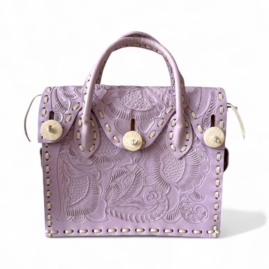 あ*ん様 良品　カービングトライブス　マエストラS ラベンダー　ハンドバッグ