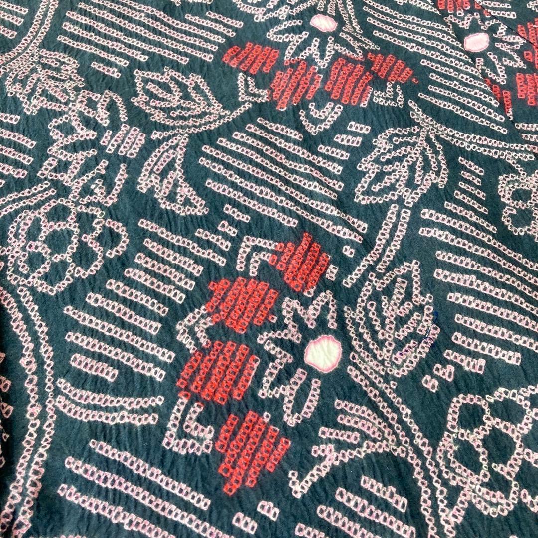 ★みっこ ★™️91/33 身丈160 濃グレー ピンク 有松絞り 絞り浴衣