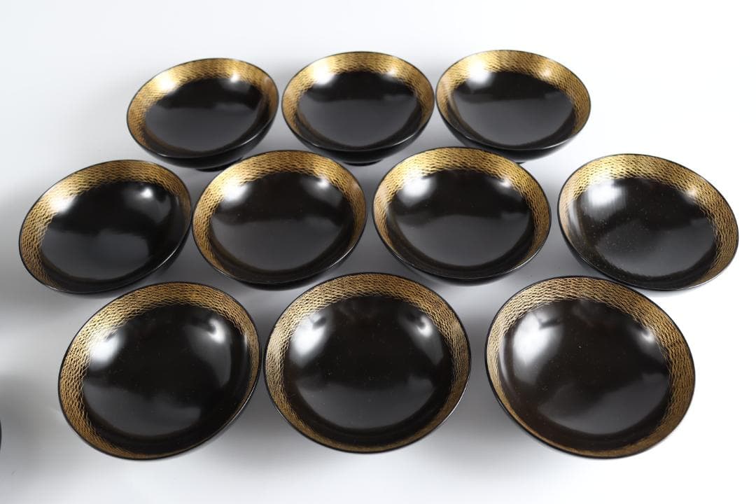 輪島塗 松葉沈金 煮物椀 十客 共箱