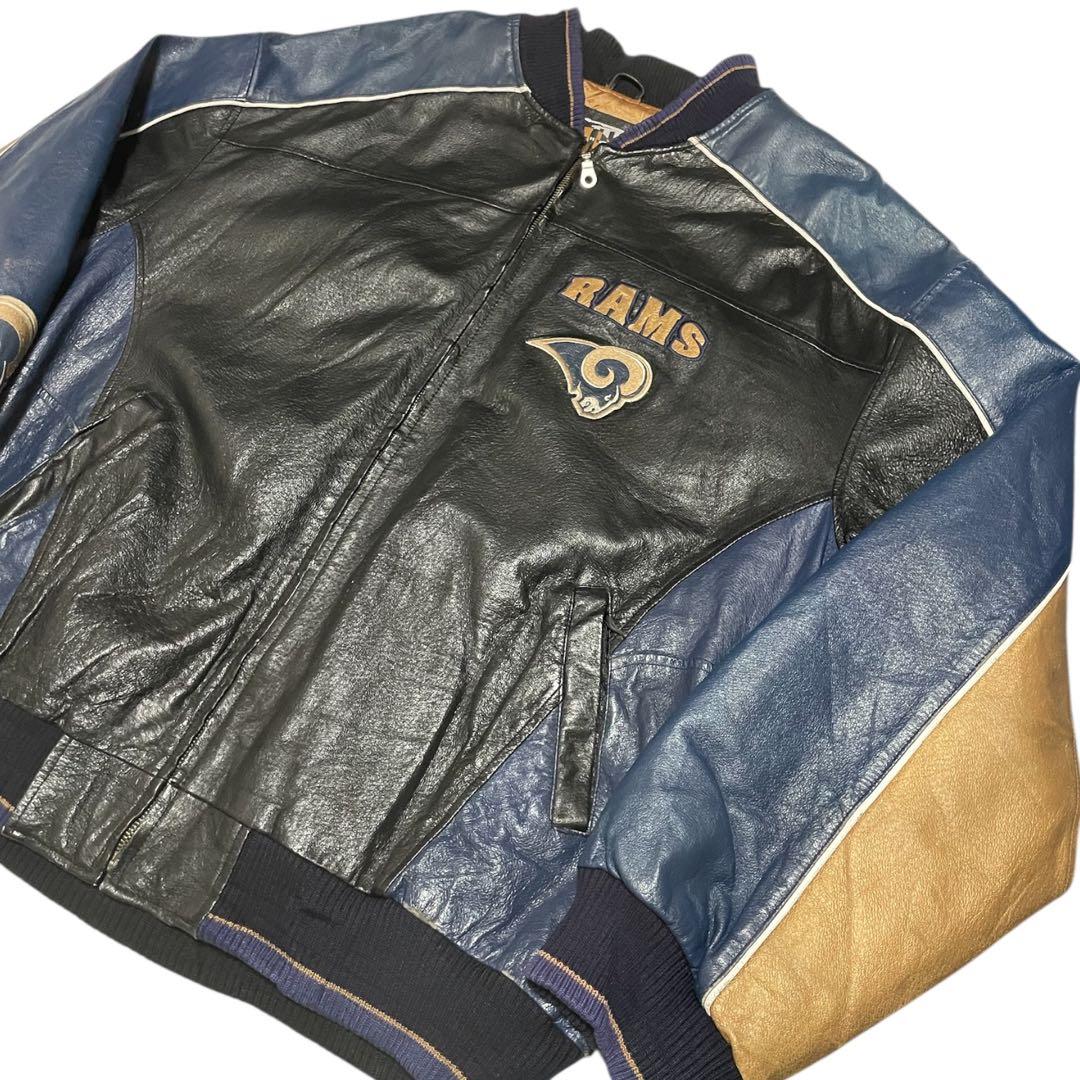 希少 90s NFL ラムズ ST.LOUIS RAMS レザースタジャン XL