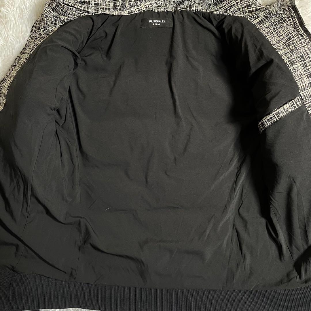 ウノピゥウノウグァーレトレ ダウンジャケット ツイード 袖リブ