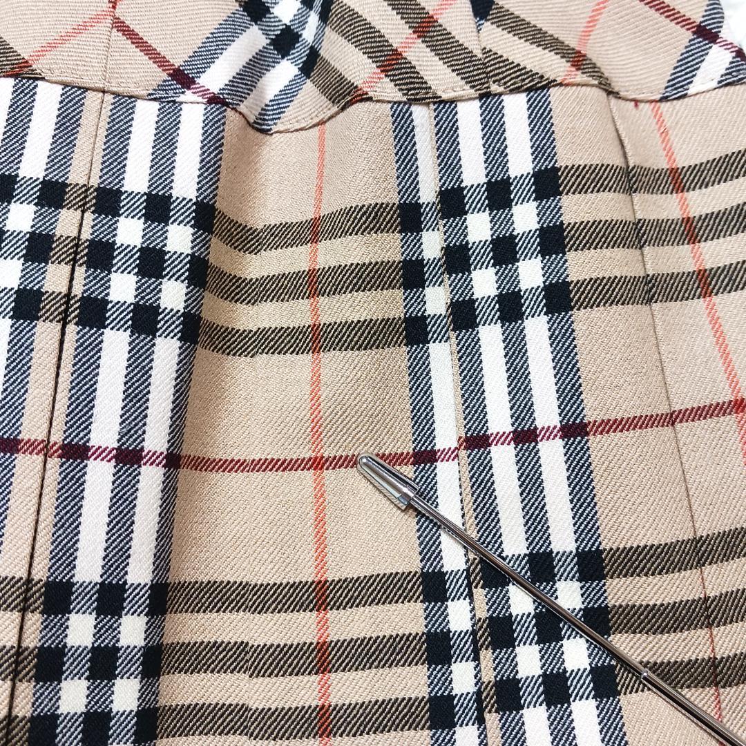 お洒落✨　バーバリーブルーレーベル　ミニワンピース　プリーツ　チェック　本革　M