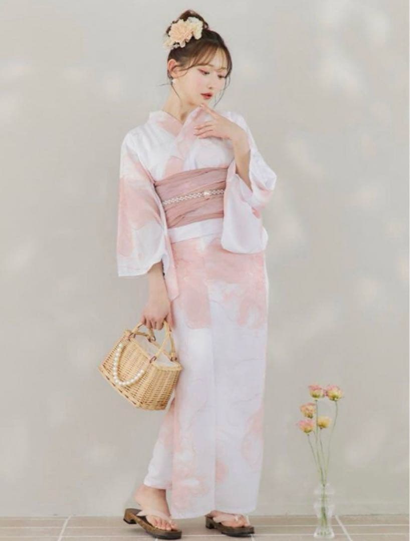 sugarニュアンスピンクフラワー浴衣