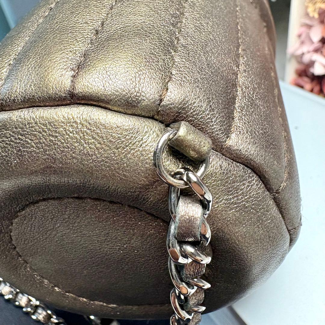 ♡激レア♡CHANEL ハンドバッグ メタリックグレー チェーンハンドル レザー