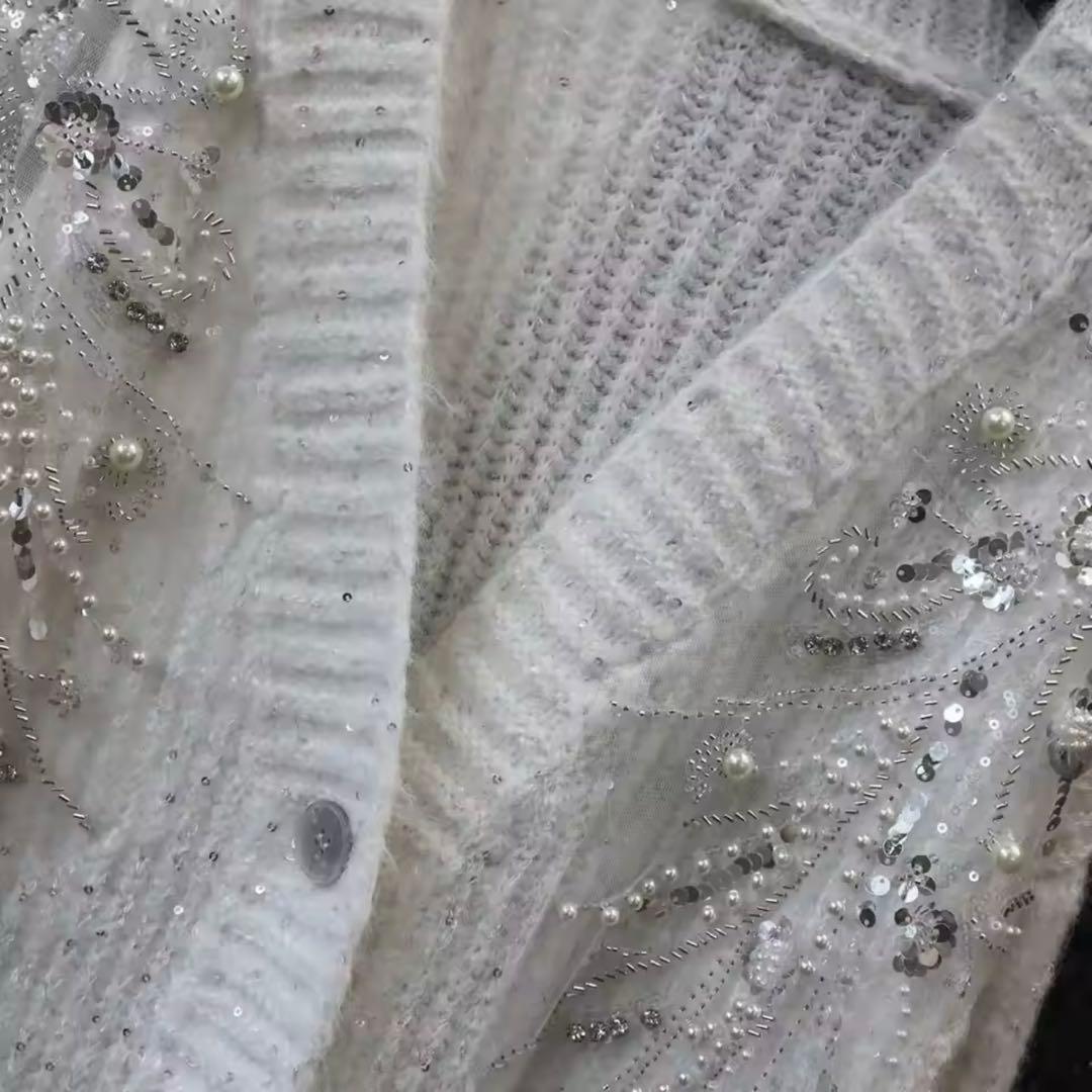 Andrea &co. ビジューエンブロイダリーカーデ　ホワイト