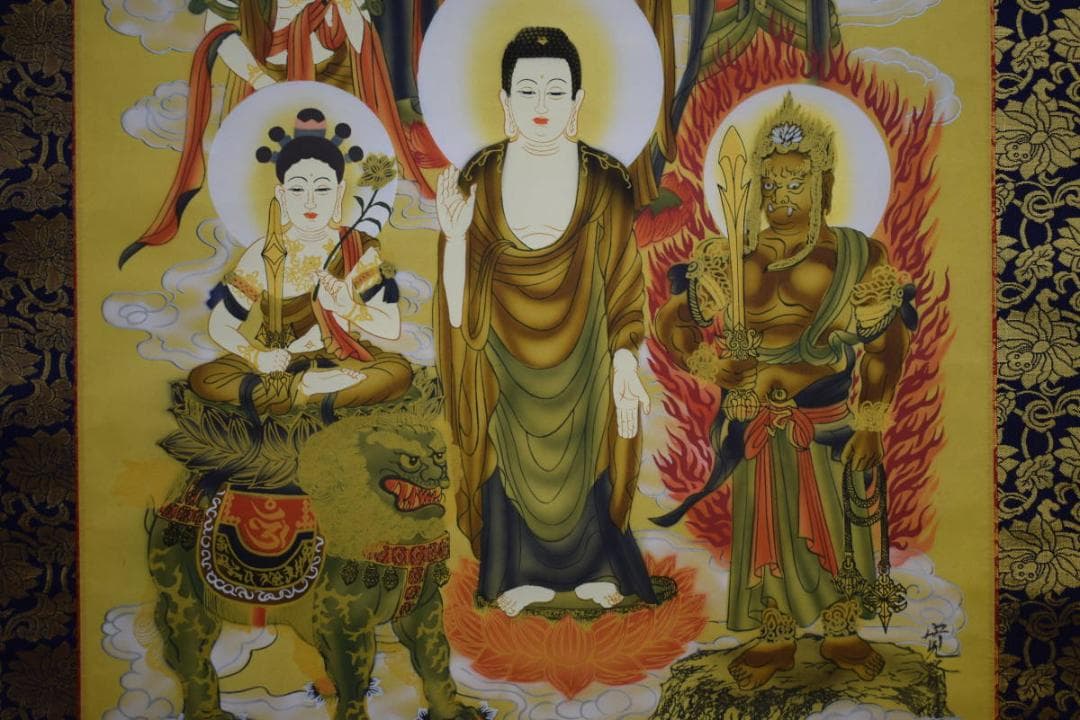 真作/寛斎/十三佛図/桐共箱付/布袋屋掛軸HF-491