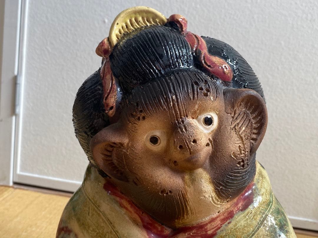 信楽焼 狸 たぬき タヌキ 女将 縁起物 インテリア 置物 陶器人形 お福さん