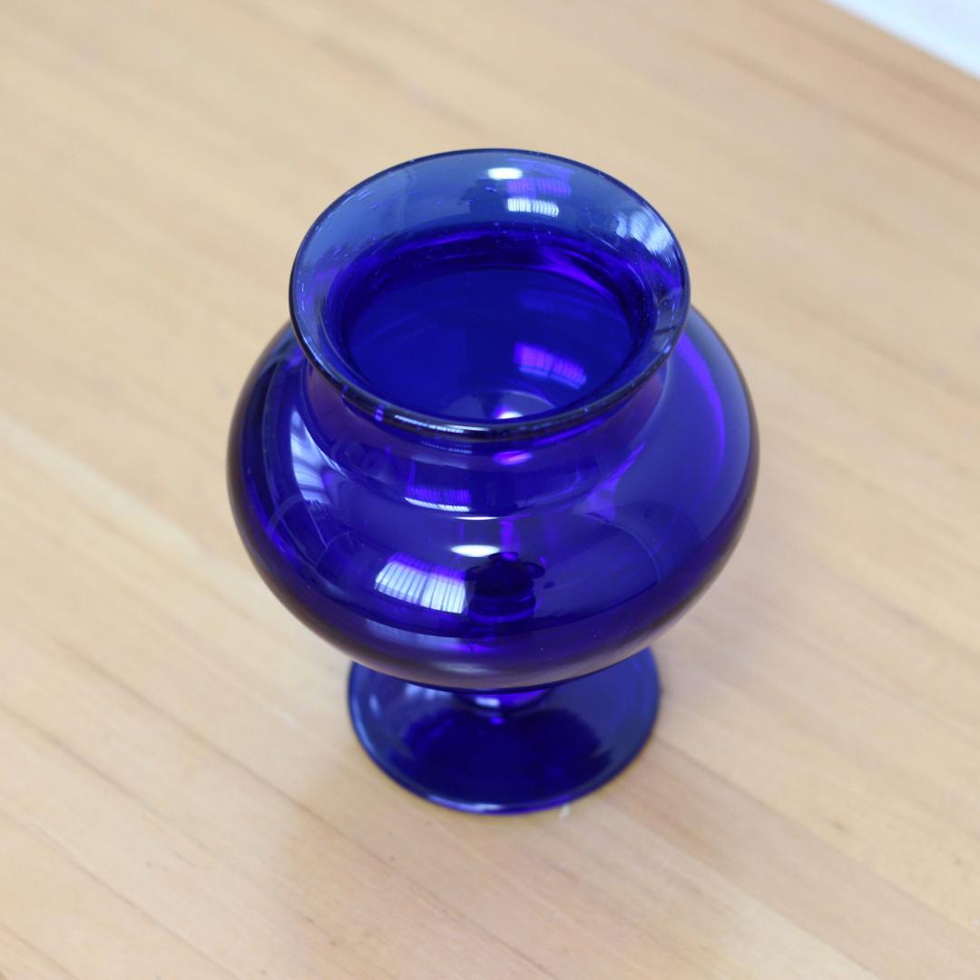 【貴重・サイン入り】エリックホグラン　Erik Hoglund　ブルー 花器花瓶