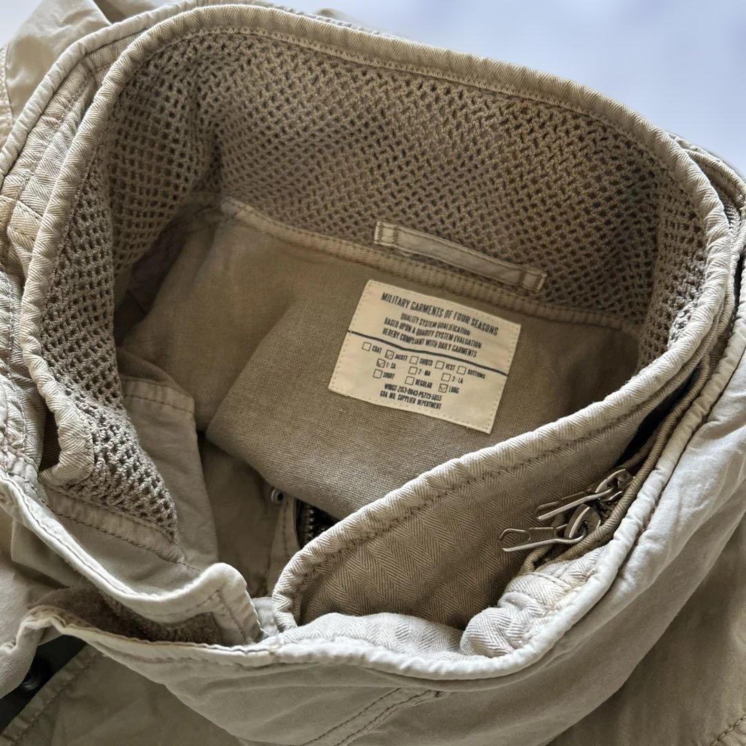 Goa ミリタリージャケット　メンズ　ロング　フード収納　ダブルジップ　y2k