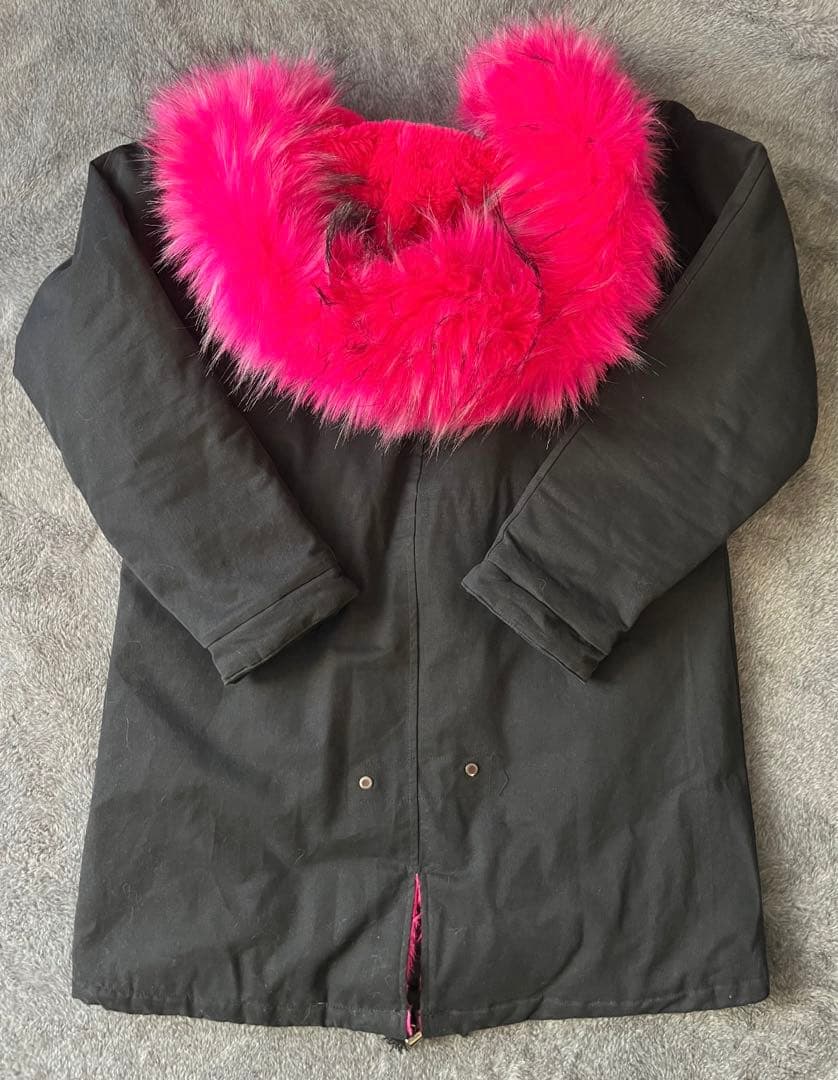 【美品】ピンクファーモッズコート