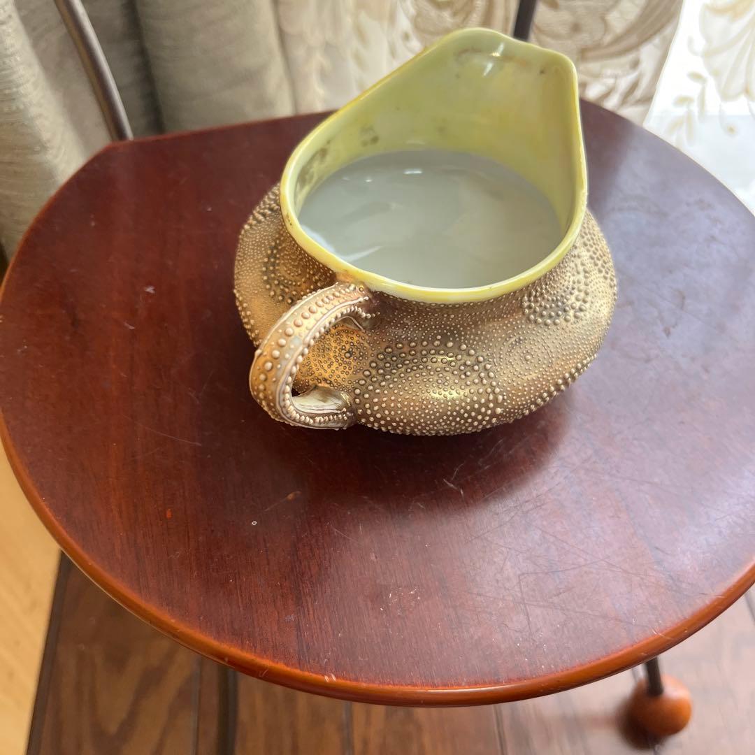 オールドノリタケ金と金点盛りのクリーマー美術品メープル印1890年代技術力の凄さ