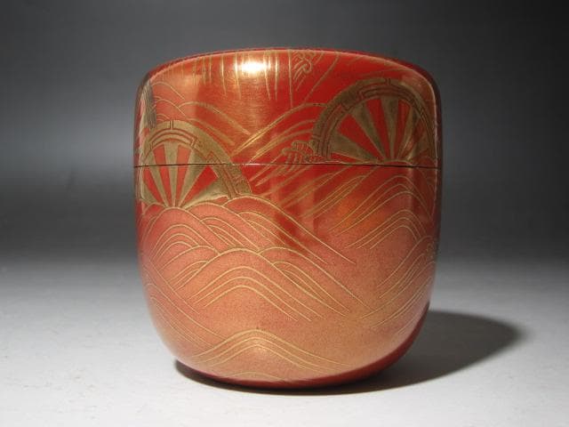 ☆　松田権六　波車蒔絵　大棗　表千家十三代即中斎の花押☆y518