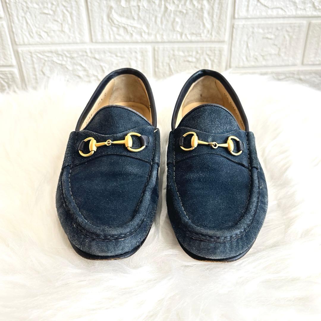 美品✨GUCCI ローファー ホースビット スエード ネイビー イタリア製