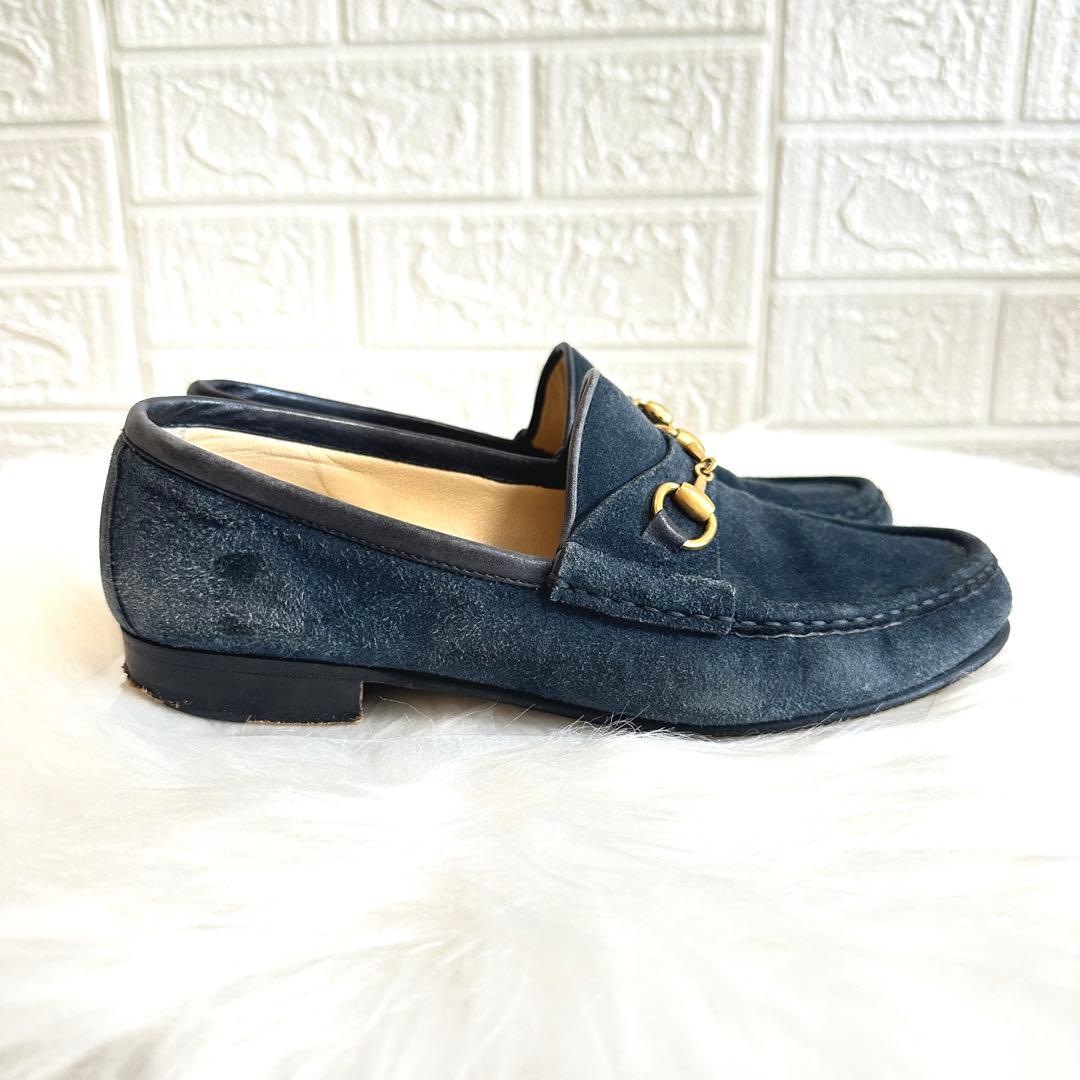 美品✨GUCCI ローファー ホースビット スエード ネイビー イタリア製