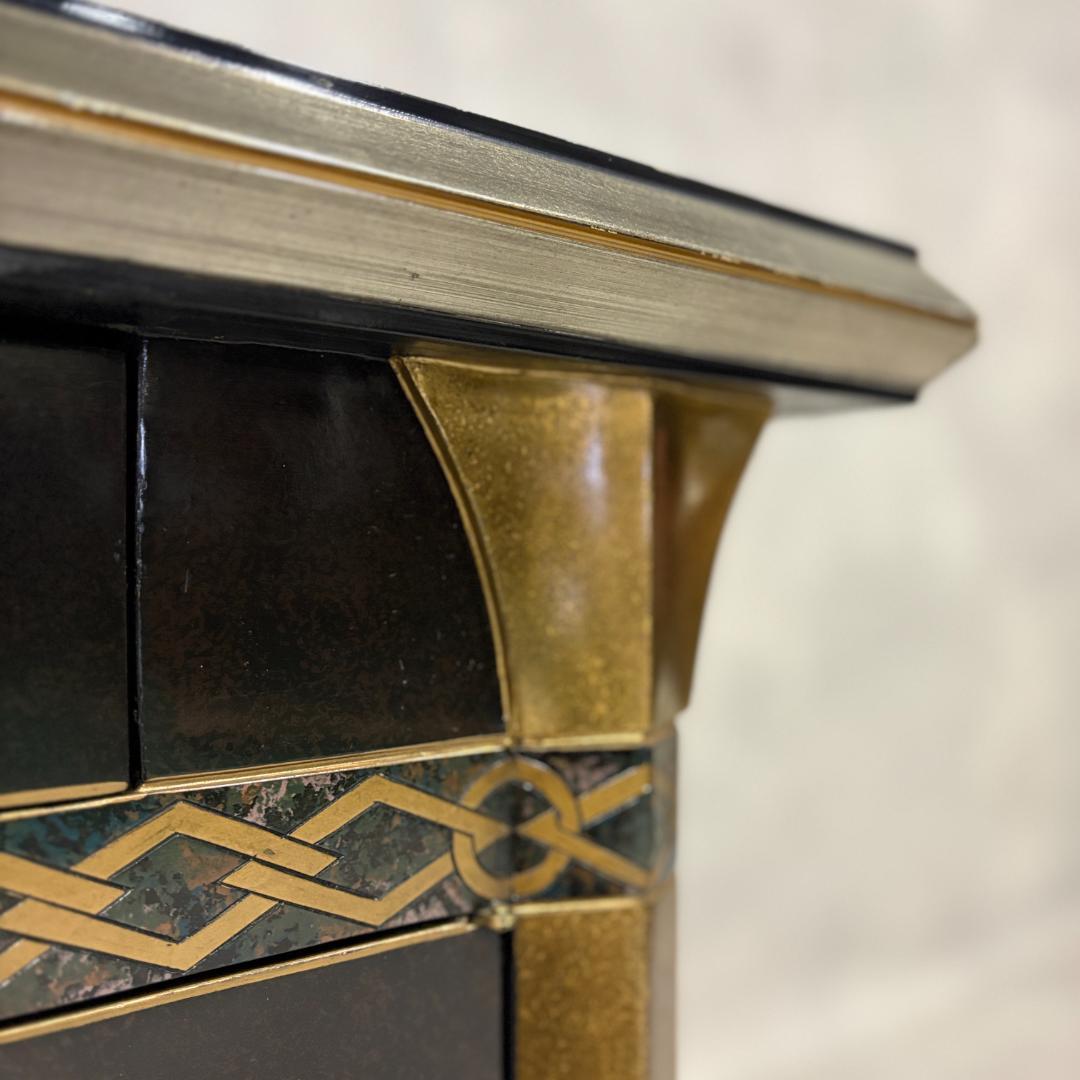 和モダン キャビネット 金彩装飾 引き出し・扉付き 収納家具