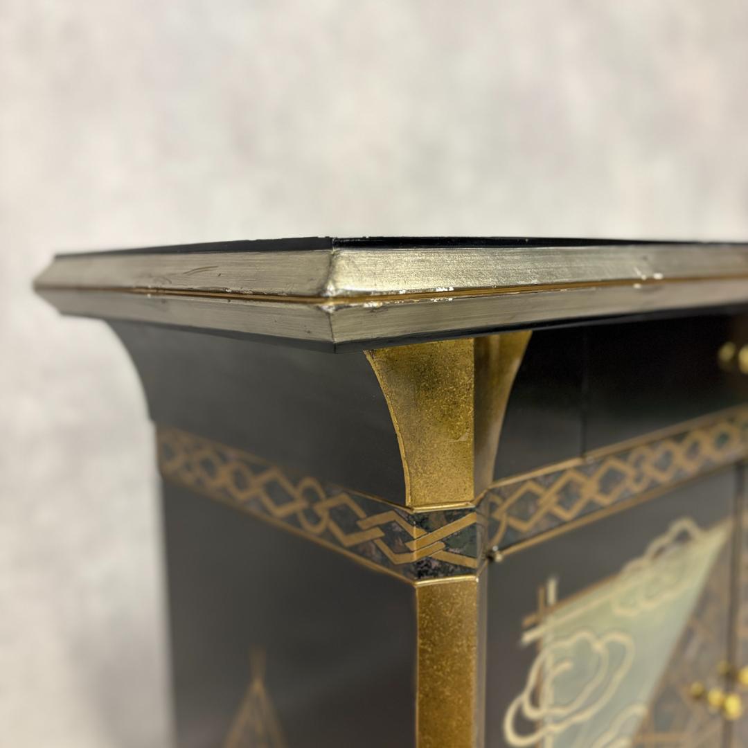 和モダン キャビネット 金彩装飾 引き出し・扉付き 収納家具