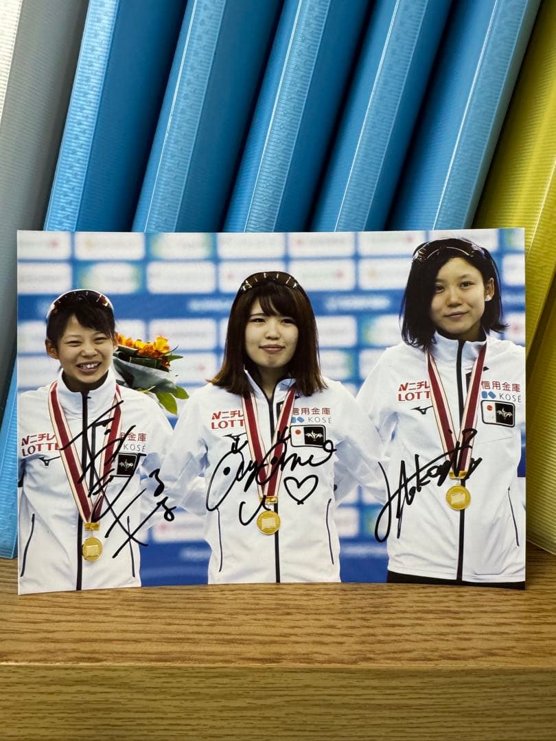 スピードスケート 高木美帆 佐藤綾乃 高木菜那 直筆サイン入りオリンピック金写真