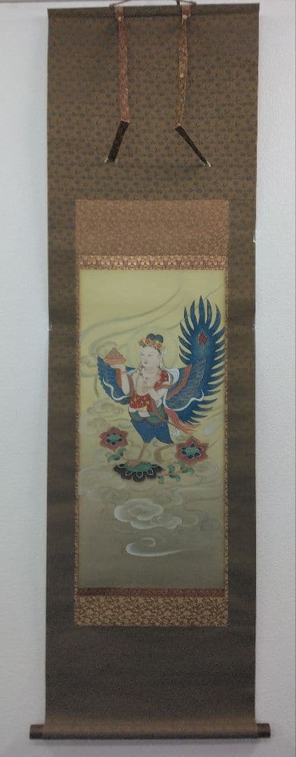 迦陵頻伽　仏画　絹本　掛軸【半鳥人】（阿弥陀経・共命鳥・極楽浄土）