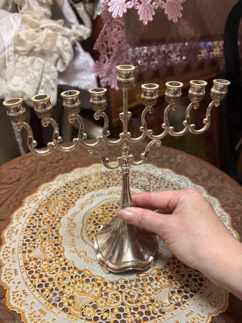 素敵なフランスアンティーク　銀のキャンドルホルダー 8本用　飾り