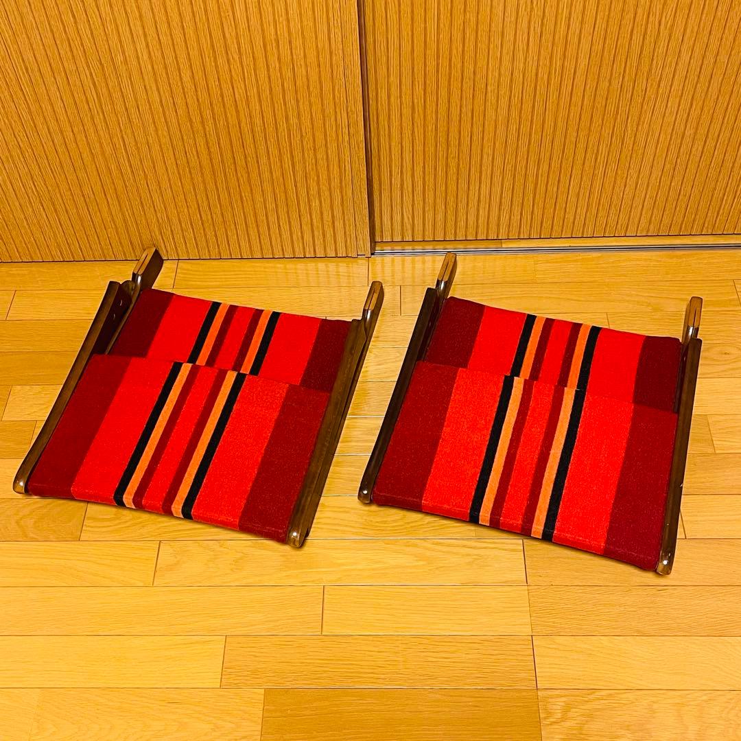 【良品・希少】昭和レトロ ポップ 折りたたみ 和座椅子　ヴィンテージ 2個セット