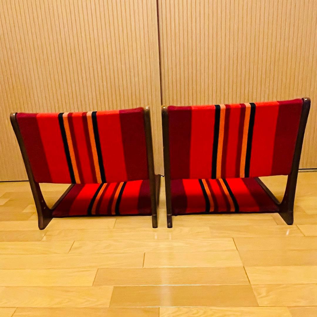 【良品・希少】昭和レトロ ポップ 折りたたみ 和座椅子　ヴィンテージ 2個セット