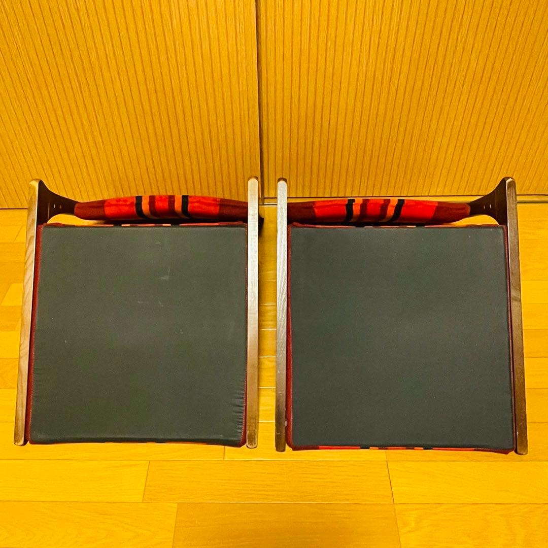 【良品・希少】昭和レトロ ポップ 折りたたみ 和座椅子　ヴィンテージ 2個セット