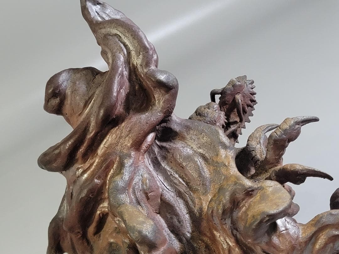 古い備前 雲龍 置物 時代箱 DT405