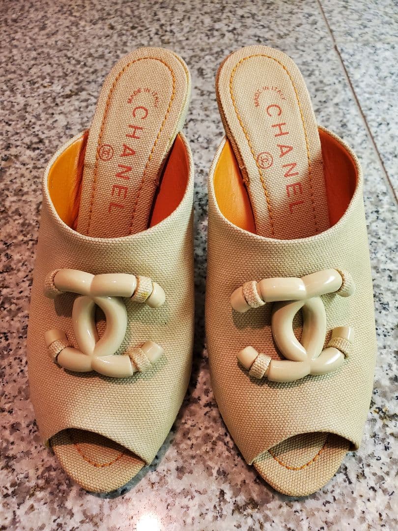 シャネル　CHANEL　ココマーク　キャンバスミュール　サイズ34