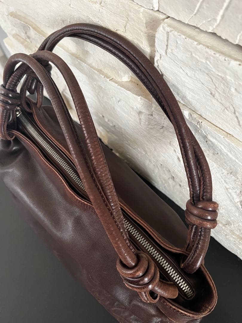 専用　ロエベ　ダークブラウン レザー ハンドバッグ